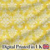 Yellow Watercolor Damask Classic Elegant Seamless Pattern Digital Print Fabric by the Metre UK Sewing Quilting Textile