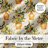 Lemon Tree Pot Rustic Mediterranean Seamless Pattern Digital Print Fabric by the Metre UK Sewing Quilting Textile