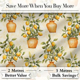Lemon Tree Pot Rustic Mediterranean Seamless Pattern Digital Print Fabric by the Metre UK Sewing Quilting Textile