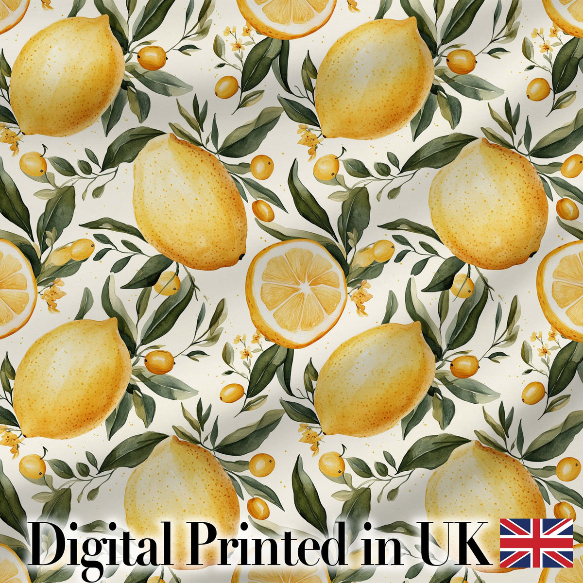 Lemon Citrus Botanical Light Background Seamless Pattern Digital Print Fabric by the Metre UK Sewing Quilting Textile