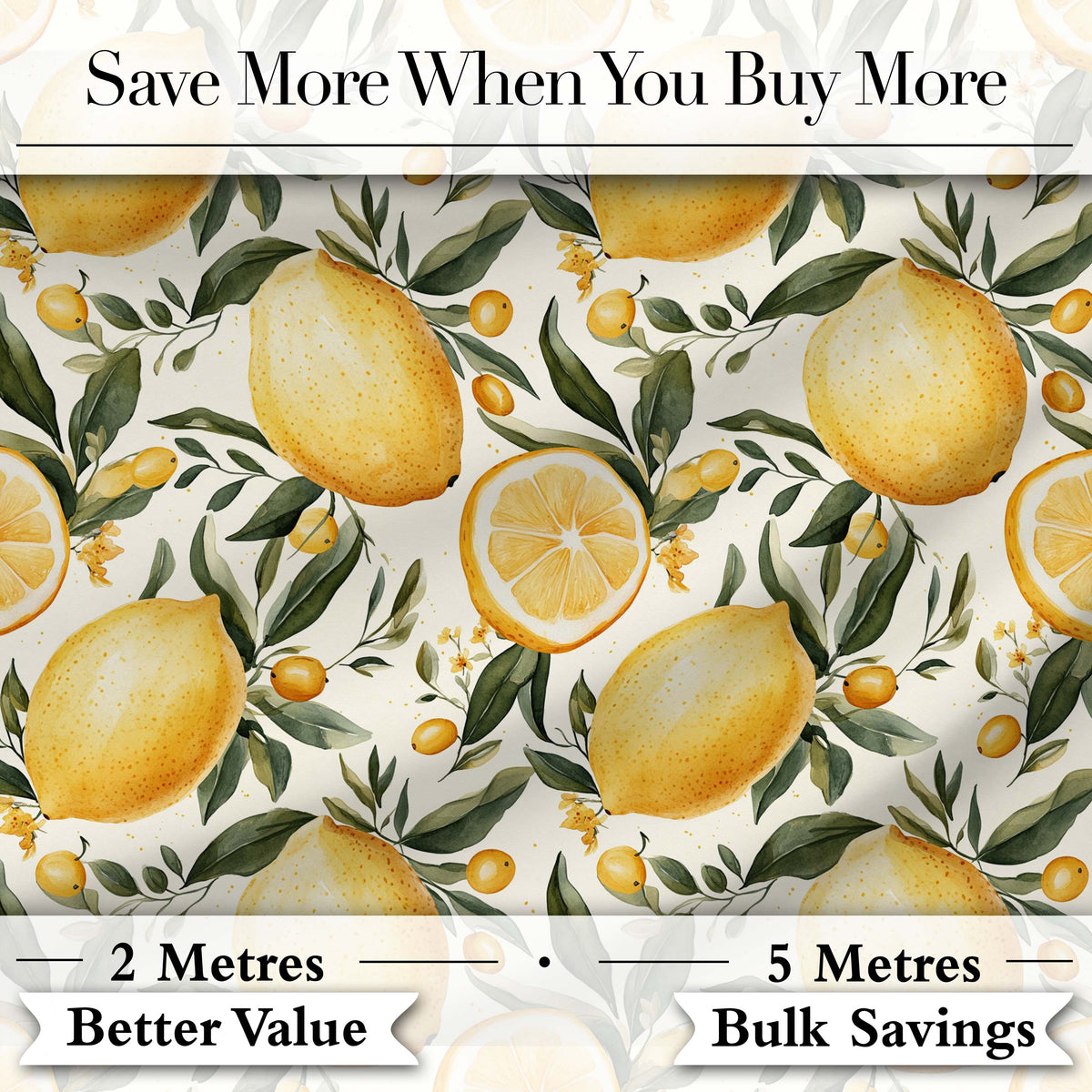 Lemon Citrus Botanical Light Background Seamless Pattern Digital Print Fabric by the Metre UK Sewing Quilting Textile