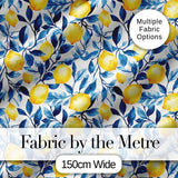 Lemon Blue Leaf Botanical Seamless Pattern Digital Print Fabric by the Metre UK Sewing Quilting Textile