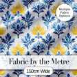 Blue Yellow Floral Motif Vintage Seamless Pattern Digital Print Fabric by the Metre UK Sewing Quilting Textile