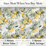 Watercolor Lemon Citrus Leaves Seamless Pattern Botanical Summer Fruit Design Digital Print Fabric by the Metre UK Sewing Quilting Textile