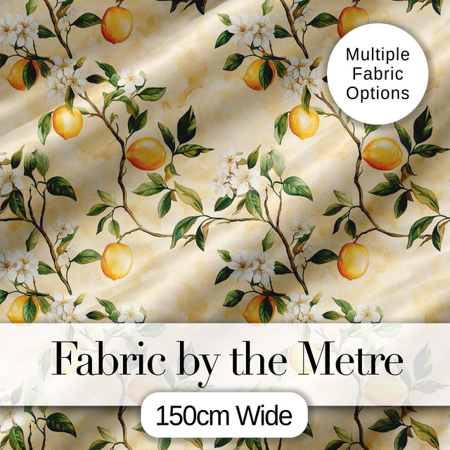 Vintage Lemon Blossom Branches Elegant Floral Citrus Garden Seamless Pattern Digital Print Fabric by the Metre UK Sewing Quilting Textile