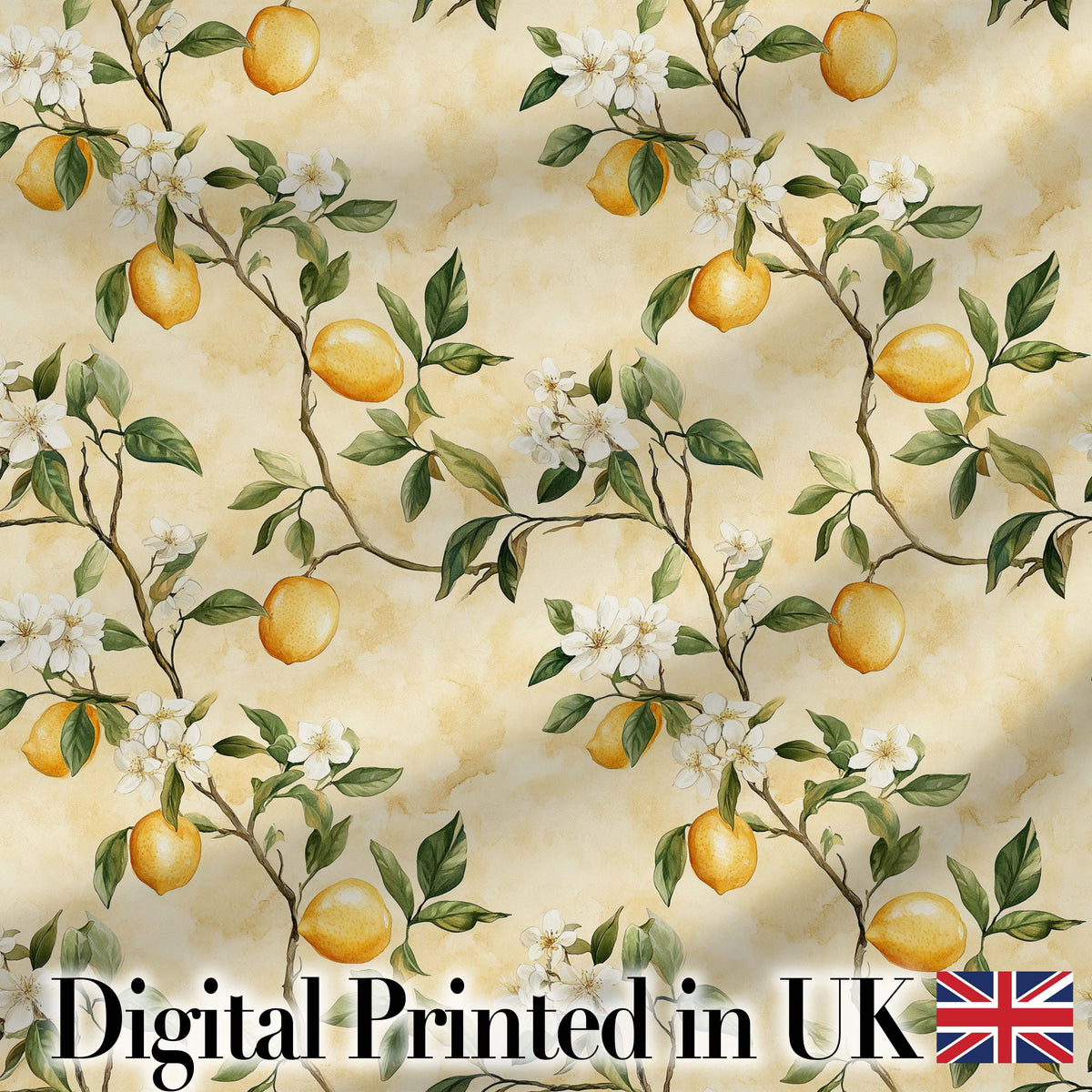 Vintage Lemon Blossom Branches Elegant Floral Citrus Garden Seamless Pattern Digital Print Fabric by the Metre UK Sewing Quilting Textile