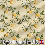 Vintage Lemon Blossom Branches Elegant Floral Citrus Garden Seamless Pattern Digital Print Fabric by the Metre UK Sewing Quilting Textile