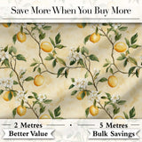 Vintage Lemon Blossom Branches Elegant Floral Citrus Garden Seamless Pattern Digital Print Fabric by the Metre UK Sewing Quilting Textile