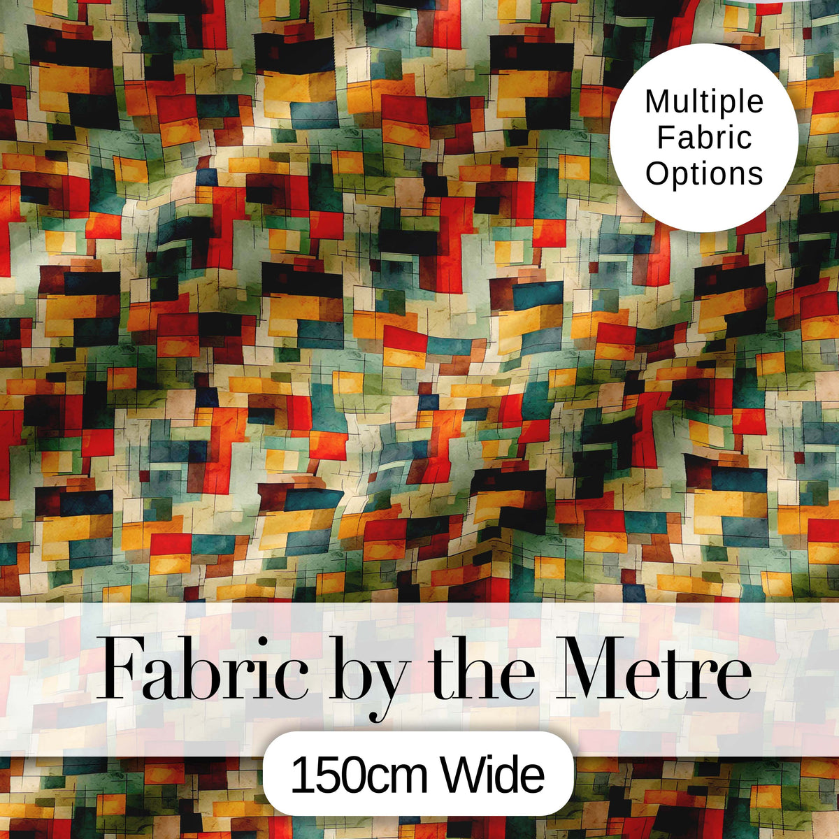 Textured Abstract Mid Century Shapes Artistic Seamless Pattern Design Digital Print Fabric by the Metre UK Sewing Quilting Textile