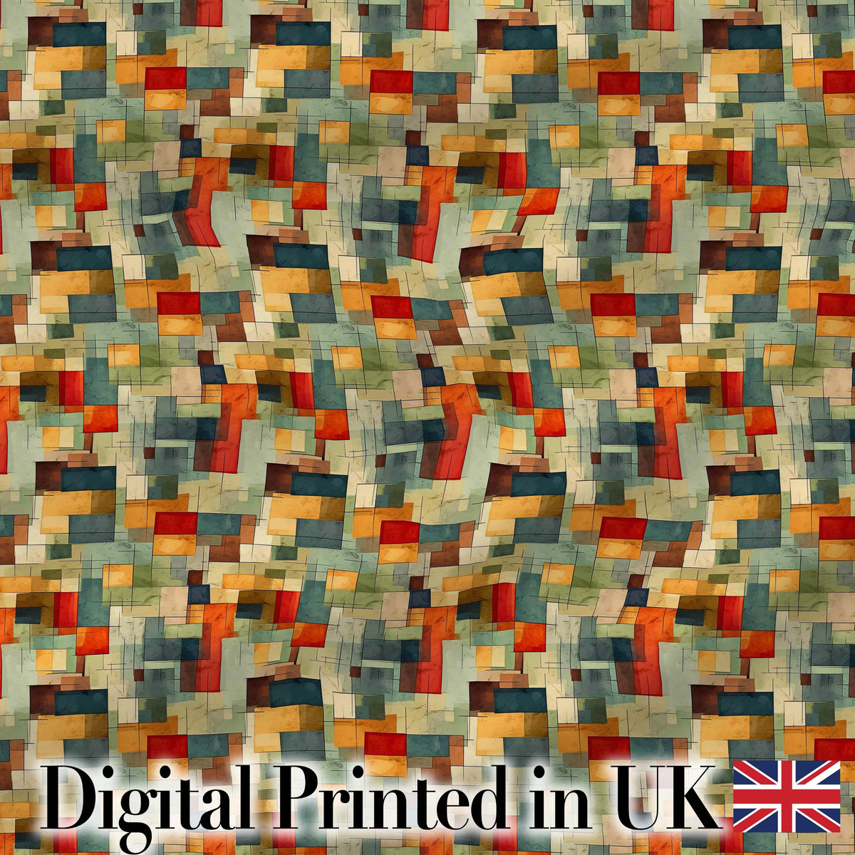 Textured Abstract Mid Century Shapes Artistic Seamless Pattern Design Digital Print Fabric by the Metre UK Sewing Quilting Textile