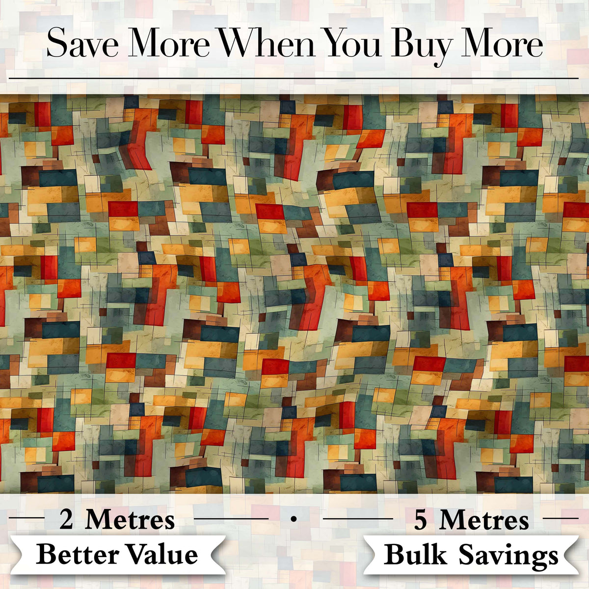 Textured Abstract Mid Century Shapes Artistic Seamless Pattern Design Digital Print Fabric by the Metre UK Sewing Quilting Textile