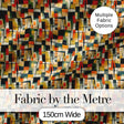 Stylish  Geometric Blocks Bold Seamless Pattern Modern Design Digital Print Fabric by the Metre UK Sewing Quilting Textile