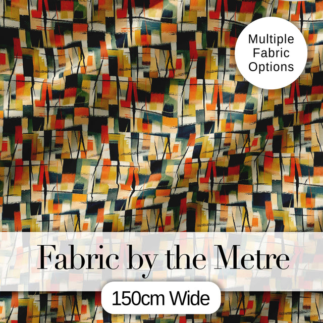 Stylish  Geometric Blocks Bold Seamless Pattern Modern Design Digital Print Fabric by the Metre UK Sewing Quilting Textile