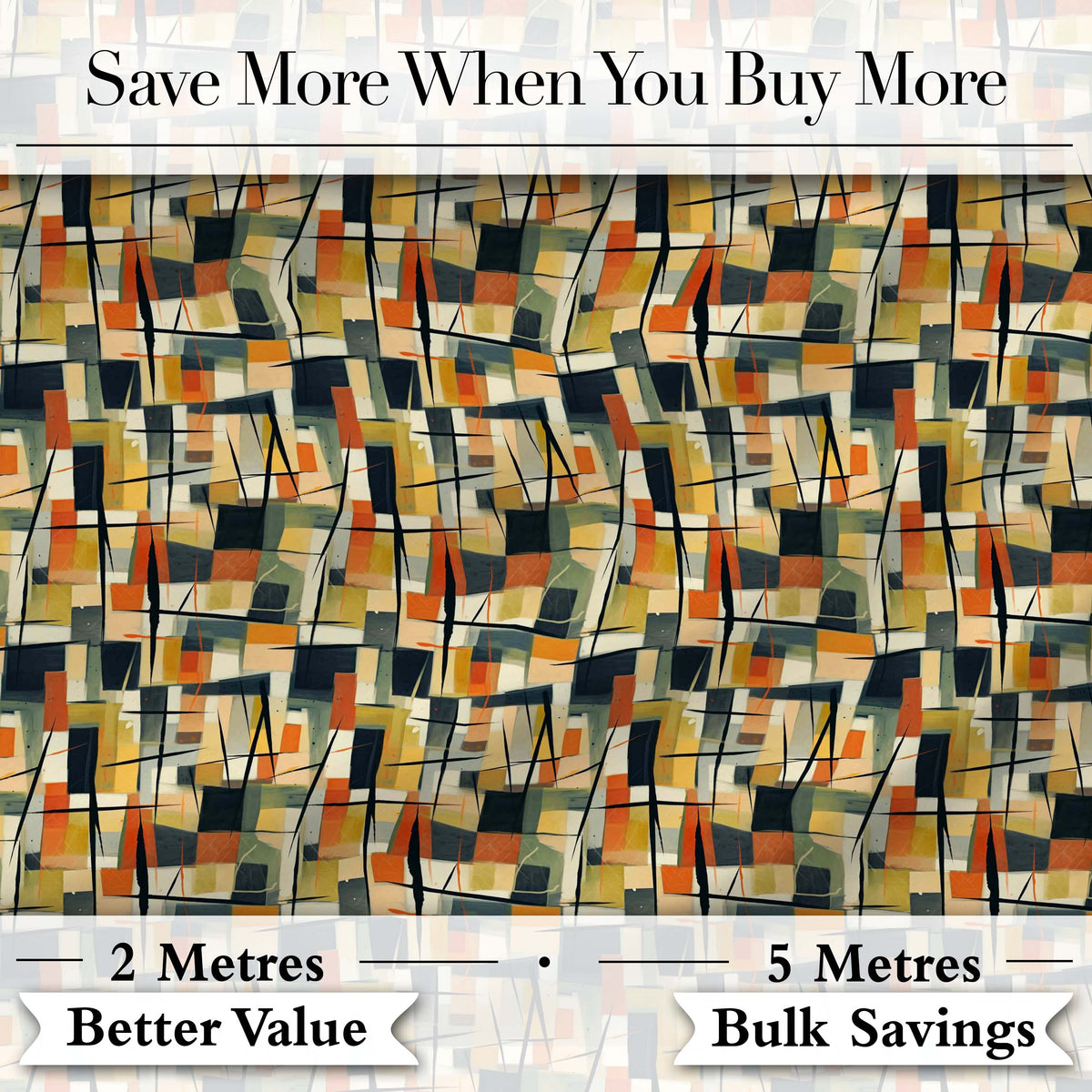 Stylish  Geometric Blocks Bold Seamless Pattern Modern Design Digital Print Fabric by the Metre UK Sewing Quilting Textile