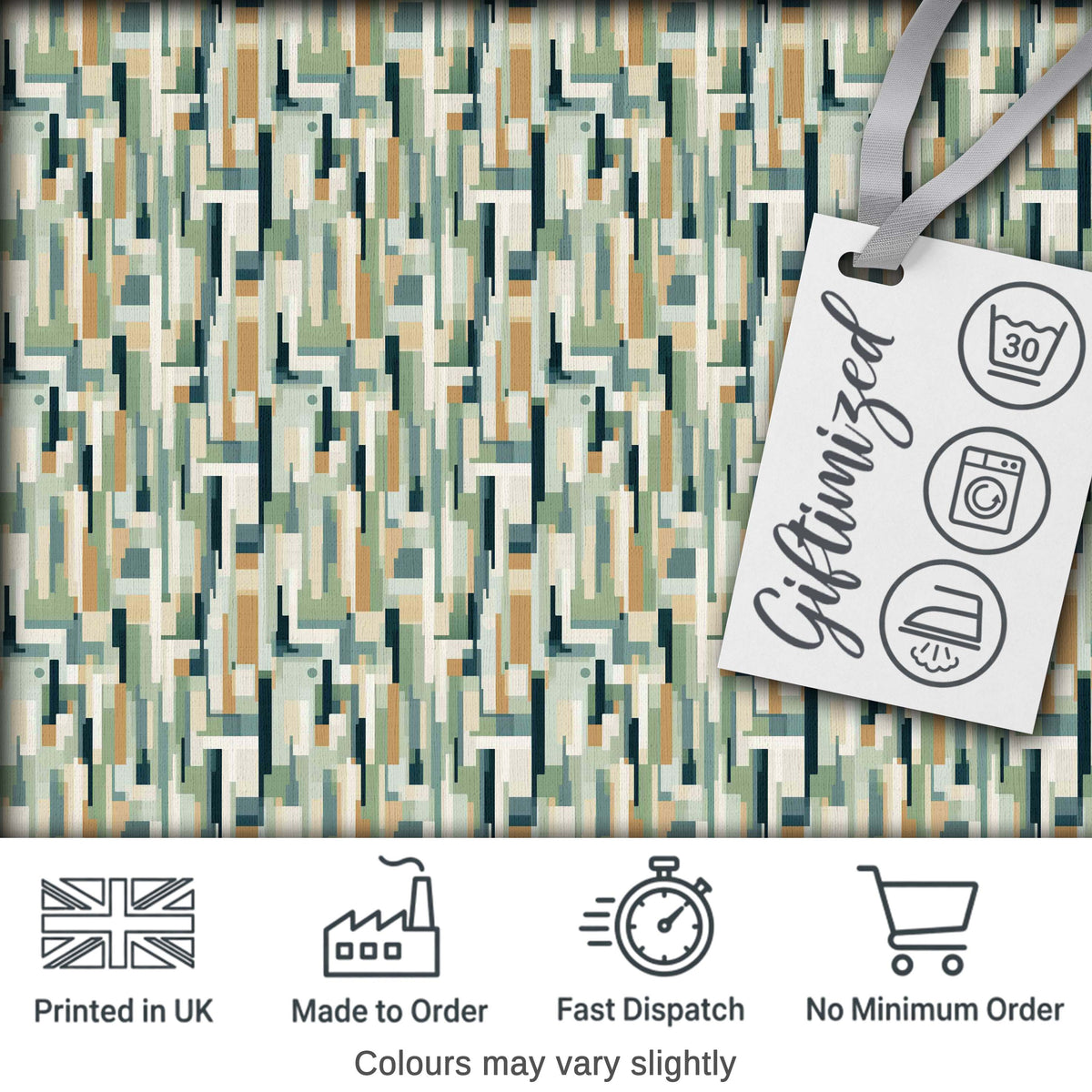 Geometric Abstract Mosaic Color Blocks Artistic Seamless Pattern Design Digital Print Fabric by the Metre UK Sewing Quilting Textile