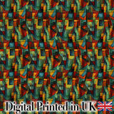 Abstract Cubist Geometric Blocks Bold Colorful Seamless Pattern Digital Print Fabric by the Metre UK Sewing Quilting Textile