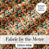Modern  Geometric Shapes Beige Blue Orange Seamless Pattern Digital Print Fabric by the Metre UK Sewing Quilting Textile