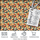 Modern  Geometric Shapes Beige Blue Orange Seamless Pattern Digital Print Fabric by the Metre UK Sewing Quilting Textile