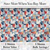 Soft Watercolor Abstract Shapes Red Blue Minimal Seamless Pattern Digital Print Fabric by the Metre UK Sewing Quilting Textile