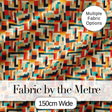 Color Block  Geometric Pattern Beige Orange Blue Seamless Design Digital Print Fabric by the Metre UK Sewing Quilting Textile