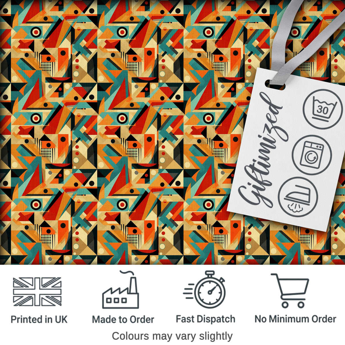 Vintage Inspired Abstract Shapes Scribble Texture Seamless Pattern Digital Print Fabric by the Metre UK Sewing Quilting Textile