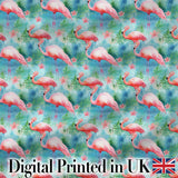 Tropical Pink Flamingo Jungle Leaves Watercolor Seamless Pattern Digital Print Fabric by the Metre UK Sewing Quilting Textile