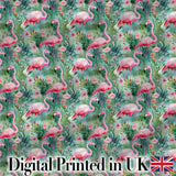 Flamingo Birds Botanical Floral Jungle Seamless Pattern Digital Print Fabric by the Metre UK Sewing Quilting Textile