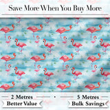 Cute Pink Flamingo Birds in Soft Blue Watercolor Lagoon Seamless Pattern Digital Print Fabric by the Metre UK Sewing Quilting Textile