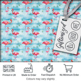 Cute Pink Flamingo Birds in Soft Blue Watercolor Lagoon Seamless Pattern Digital Print Fabric by the Metre UK Sewing Quilting Textile