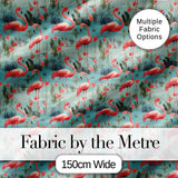 Elegant Flamingo Birds with Floral Wetland Background Seamless Pattern Digital Print Fabric by the Metre UK Sewing Quilting Textile