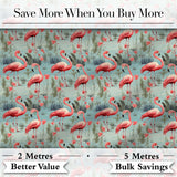 Elegant Flamingo Birds with Floral Wetland Background Seamless Pattern Digital Print Fabric by the Metre UK Sewing Quilting Textile