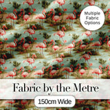 Tropical Flamingo Birds with Exotic Plants Scene Seamless Pattern Digital Print Fabric by the Metre UK Sewing Quilting Textile