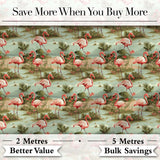 Tropical Flamingo Birds with Exotic Plants Scene Seamless Pattern Digital Print Fabric by the Metre UK Sewing Quilting Textile