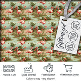 Tropical Flamingo Birds with Exotic Plants Scene Seamless Pattern Digital Print Fabric by the Metre UK Sewing Quilting Textile
