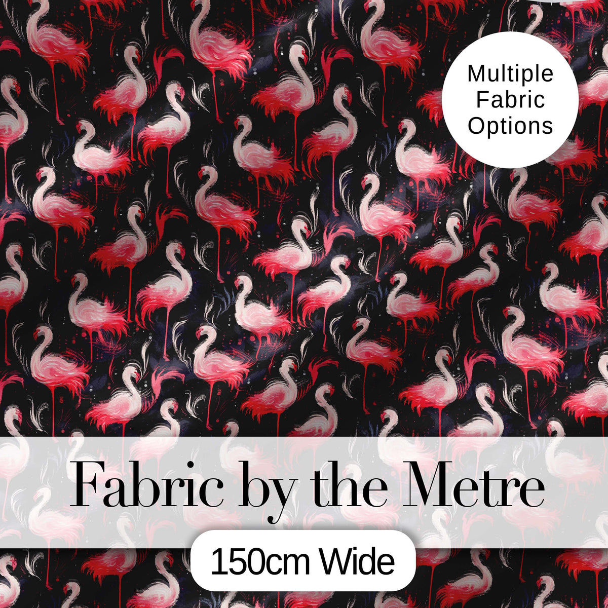 Vintage Style Flamingo Birds with Tropical Plants Seamless Pattern Digital Print Fabric by the Metre UK Sewing Quilting Textile