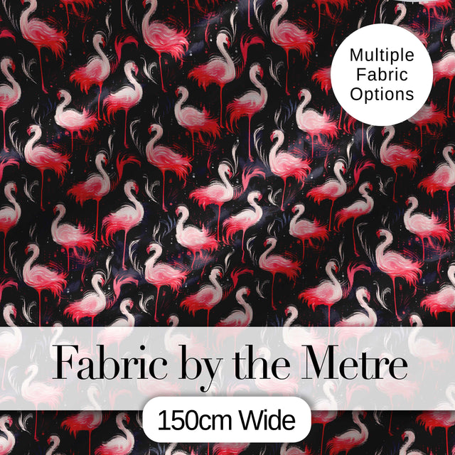 Vintage Style Flamingo Birds with Tropical Plants Seamless Pattern Digital Print Fabric by the Metre UK Sewing Quilting Textile