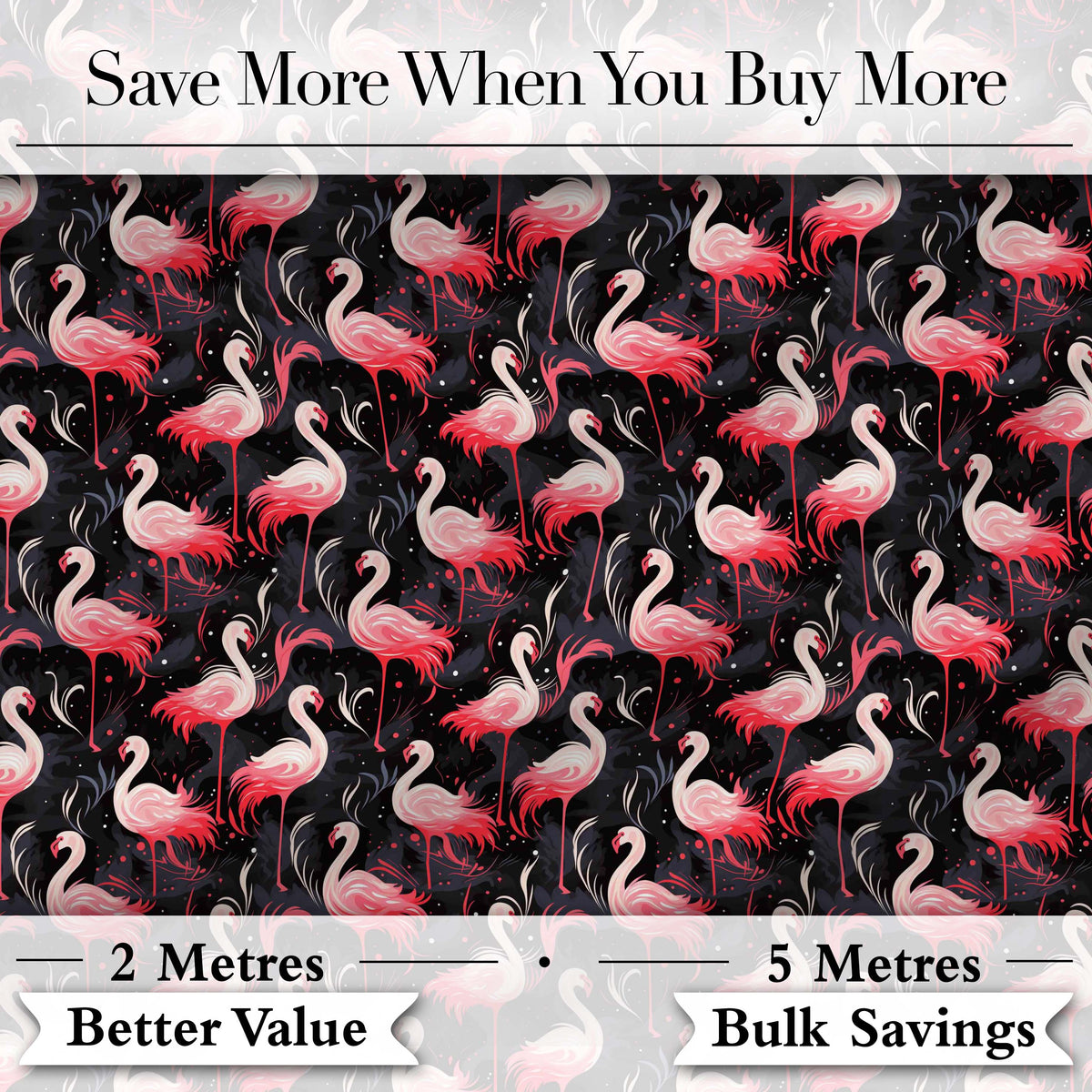 Vintage Style Flamingo Birds with Tropical Plants Seamless Pattern Digital Print Fabric by the Metre UK Sewing Quilting Textile