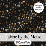Luxury Gold Hot Air Balloons Night Sky Seamless Pattern Digital Print Fabric by the Metre UK Sewing Quilting Textile