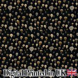 Luxury Gold Hot Air Balloons Night Sky Seamless Pattern Digital Print Fabric by the Metre UK Sewing Quilting Textile
