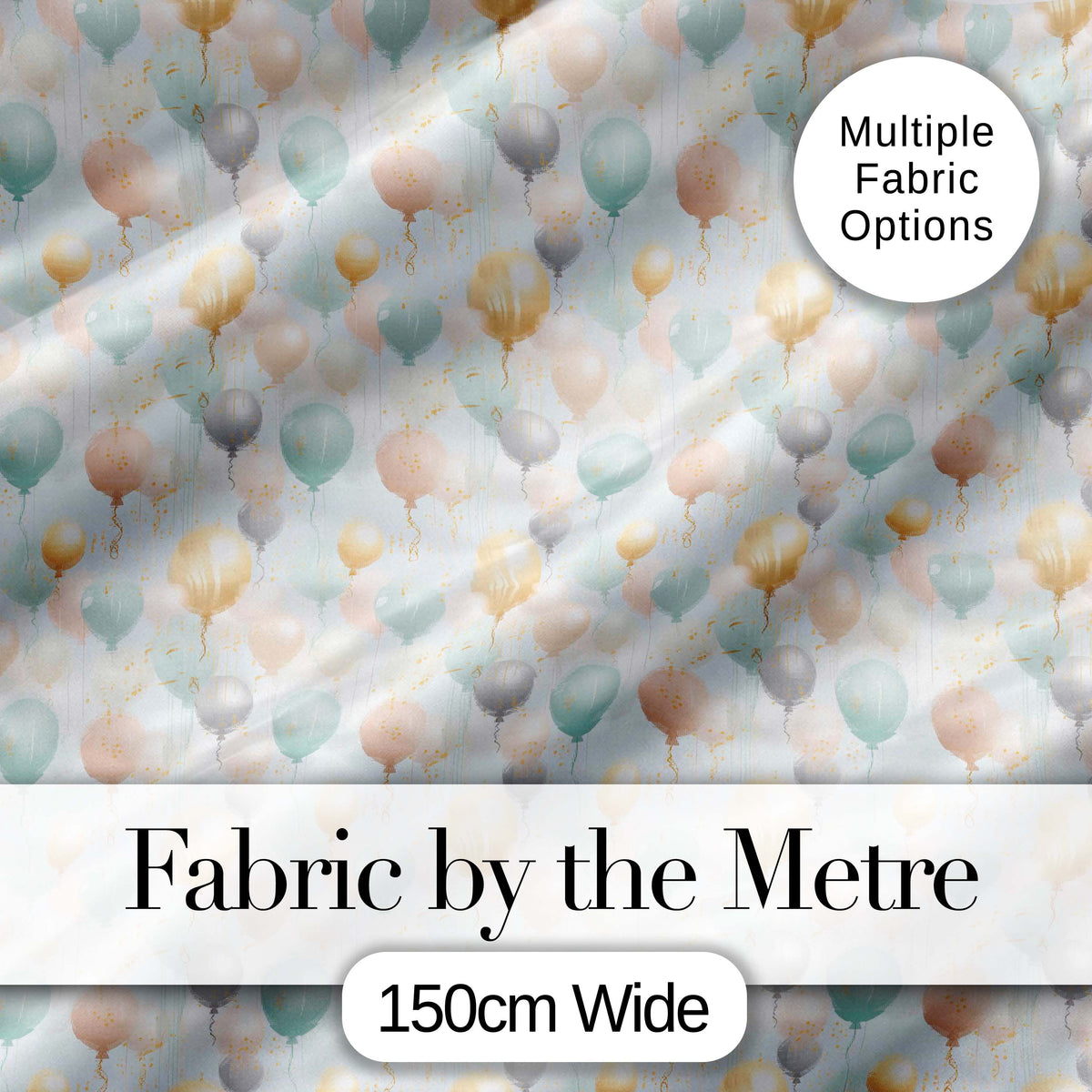 Elegant Pastel Balloon Party Seamless Pattern Neutral Celebration Background Digital Print Fabric by the Metre UK Sewing Quilting Textile
