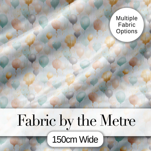 Elegant Pastel Balloon Party Seamless Pattern Neutral Celebration Background Digital Print Fabric by the Metre UK Sewing Quilting Textile
