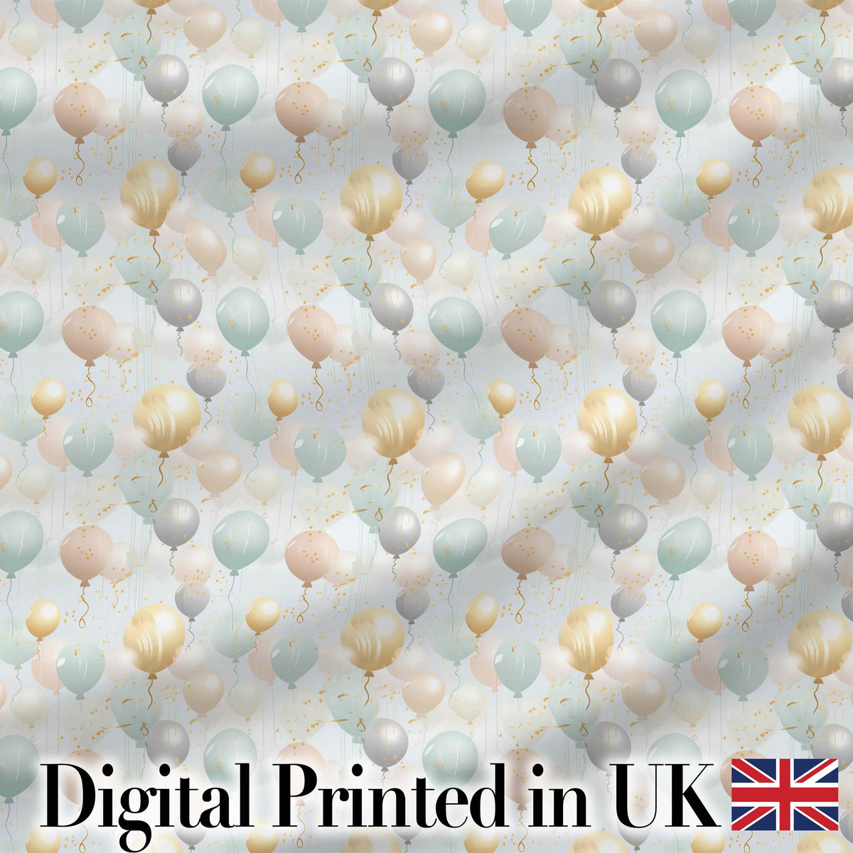 Elegant Pastel Balloon Party Seamless Pattern Neutral Celebration Background Digital Print Fabric by the Metre UK Sewing Quilting Textile