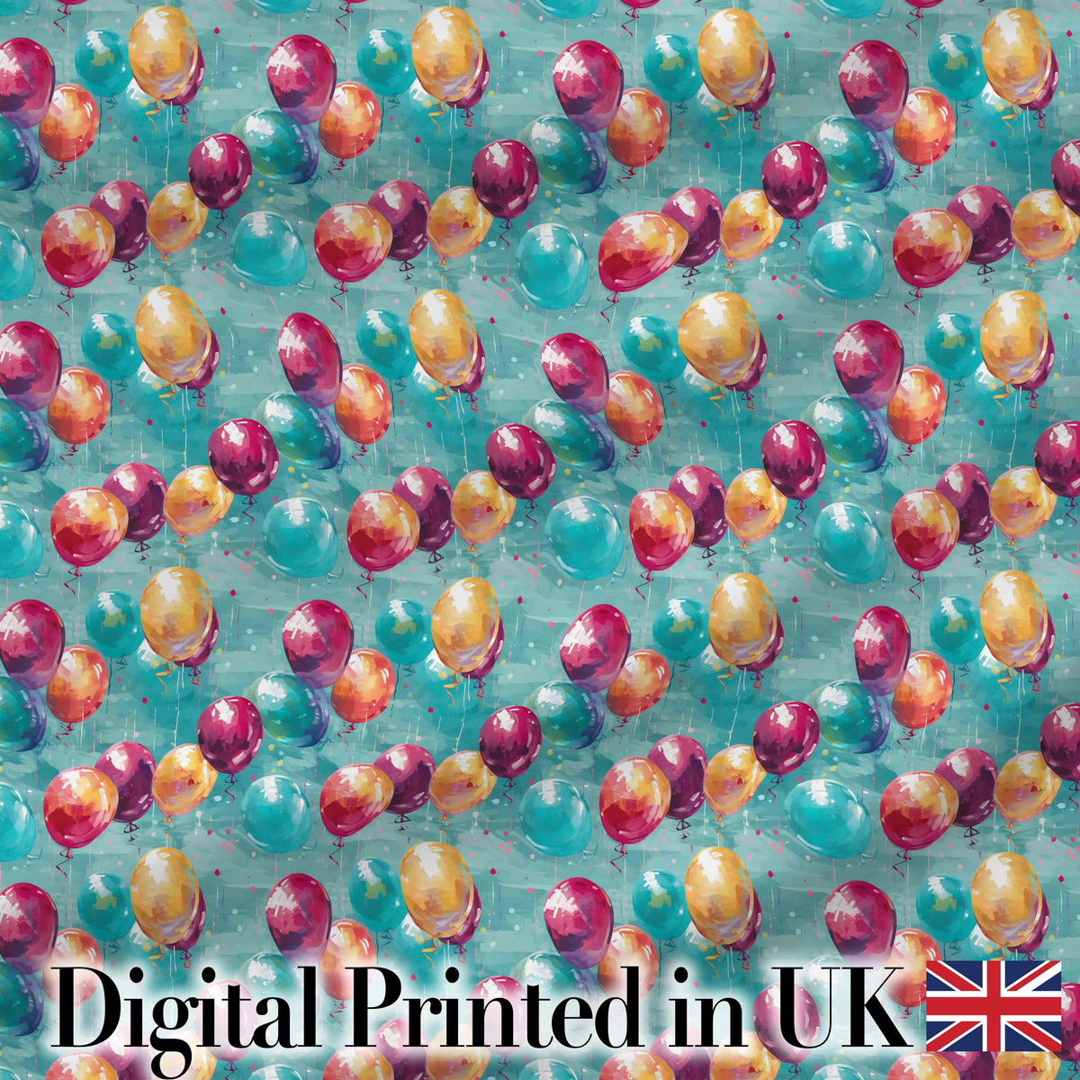 Vibrant Painted Balloon Cluster Seamless Pattern Festive Background Design Digital Print Fabric by the Metre UK Sewing Quilting Textile