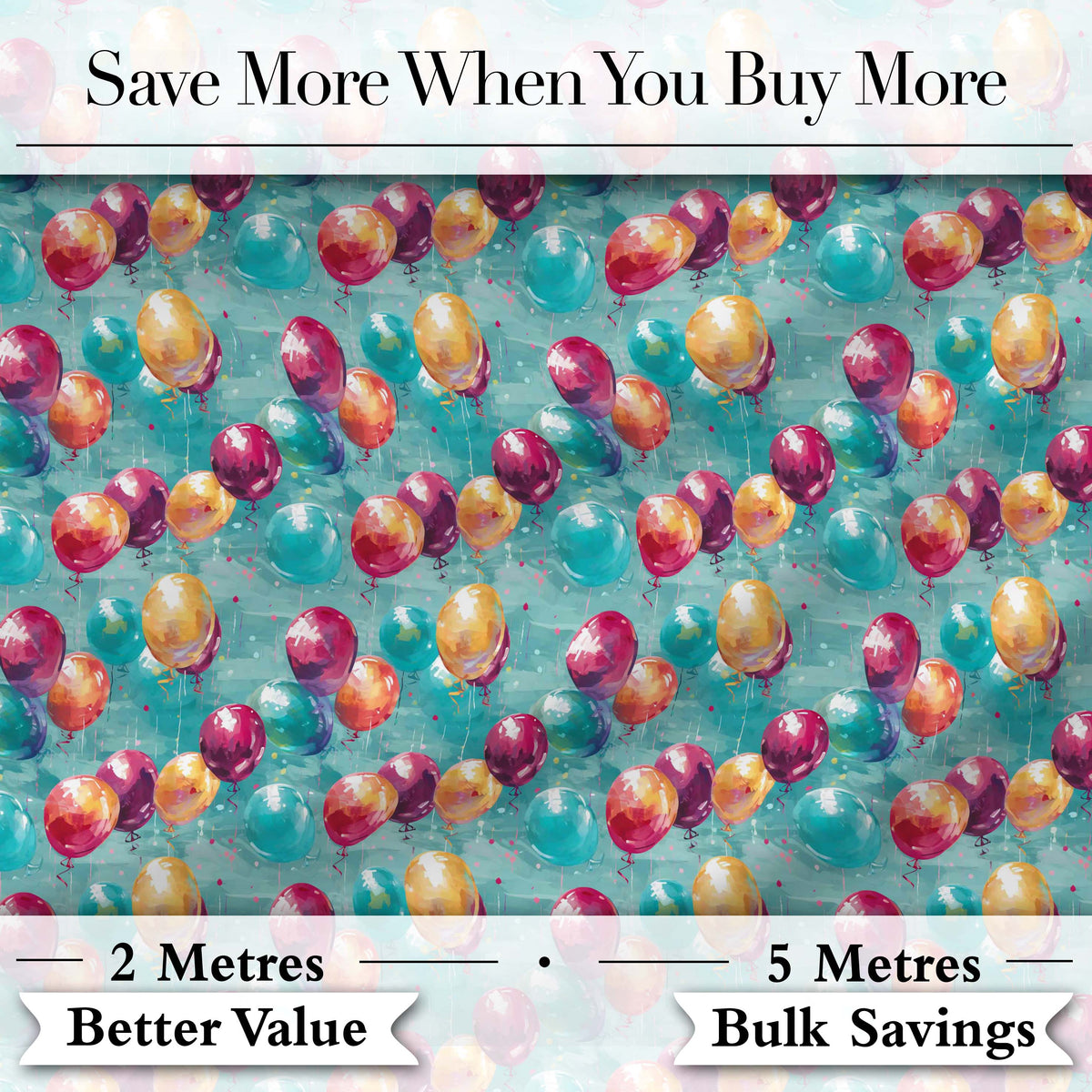 Vibrant Painted Balloon Cluster Seamless Pattern Festive Background Design Digital Print Fabric by the Metre UK Sewing Quilting Textile