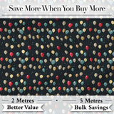 Dark Night Sky Balloon Celebration Seamless Pattern Elegant Party Theme Design Digital Print Fabric by the Metre UK Sewing Quilting Textile