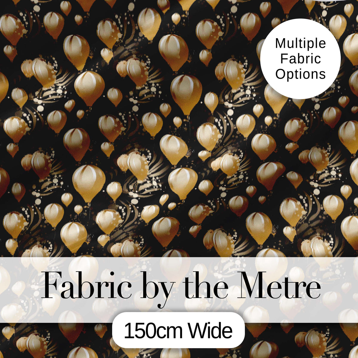 Gold Balloon Glamorous Seamless Pattern Elegant Celebration Background Design Digital Print Fabric by the Metre UK Sewing Quilting Textile