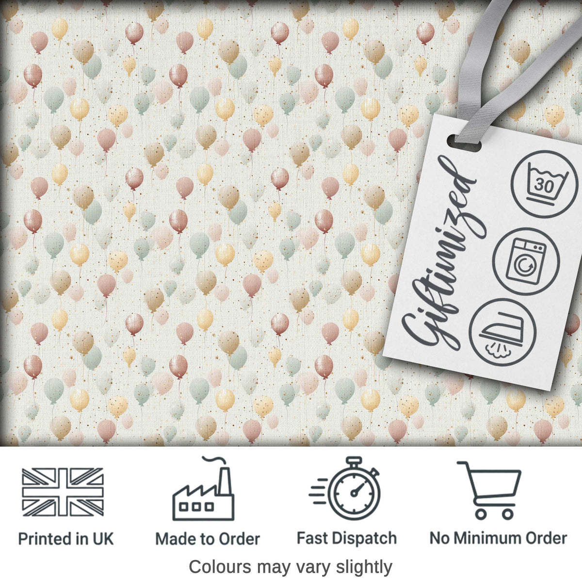 Pastel Balloon Elegant Seamless Pattern Soft Celebration Background Design Digital Print Fabric by the Metre UK Sewing Quilting Textile