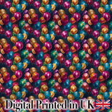 Colorful Party Balloons on Dark Background Seamless Pattern Digital Print Fabric by the Metre UK Sewing Quilting Textile