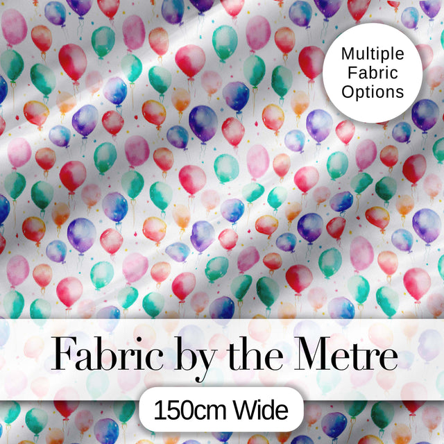 Soft Pastel Watercolor Balloons Floating Seamless Pattern Digital Print Fabric by the Metre UK Sewing Quilting Textile