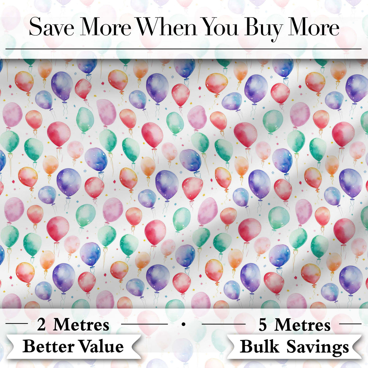 Soft Pastel Watercolor Balloons Floating Seamless Pattern Digital Print Fabric by the Metre UK Sewing Quilting Textile